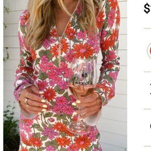 Show Me Your MuMu Floral Long Sleeve Dress - Pink and Orange